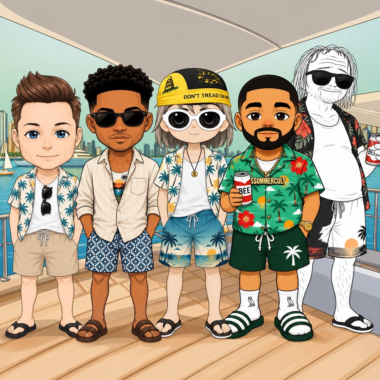 Summer Cult on a yacht near the harbor
